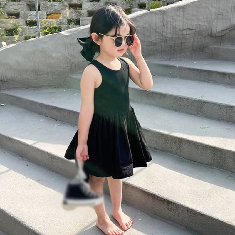 Summer Girls Dress Black Sweet Cool  Shoulder Party Princess